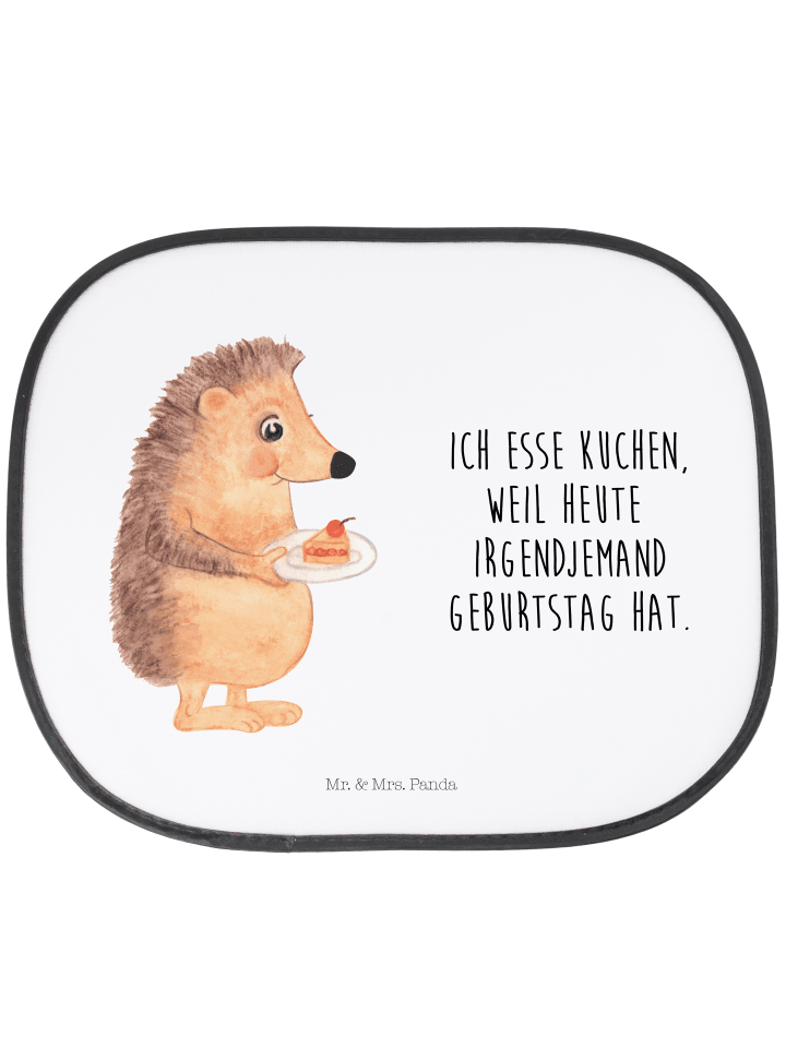 Sonnenschutz Auto Igel Kuchenstück mit Spruch in Weiß