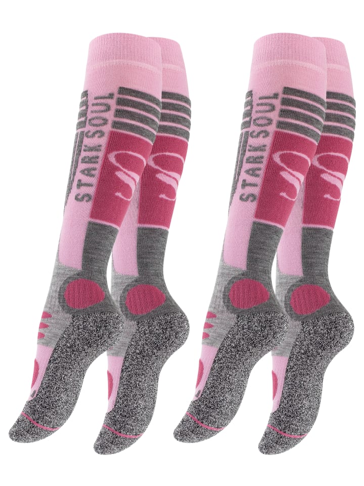 Ski & Snowboard Socken 2 Paar, mit Spezialpolsterung in Altrosa/Grau