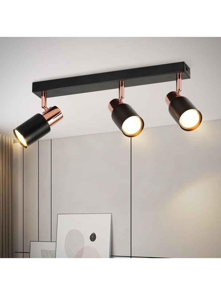Deckenleuchte in Roségold 3-flammige GU10 rechteckig Moderne Deckenspots
