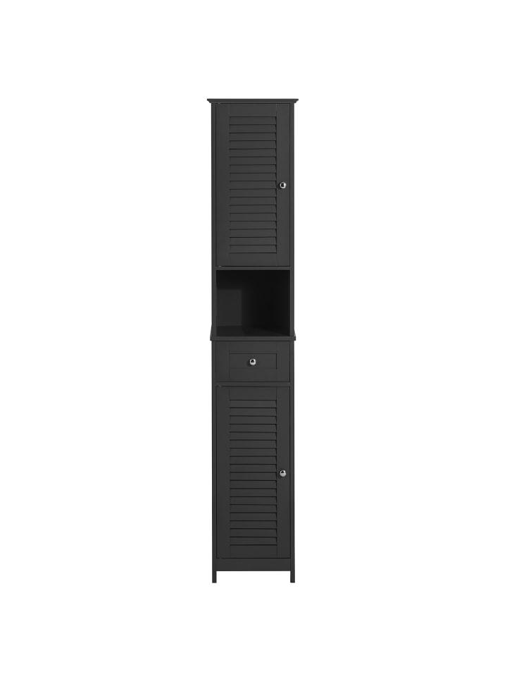 Badezimmerschrank in Matt-Schwarz - (W) 29 x (H) 170 x (L) 32 cm