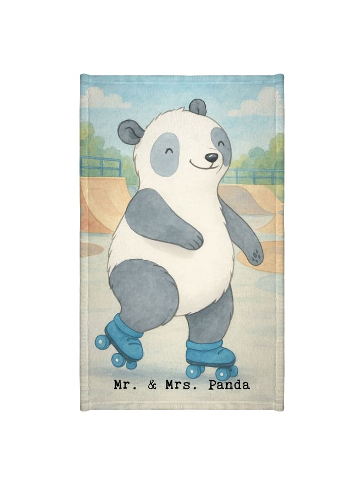 Handtuch Panda Inliner fahren Design ohne Spruch in Weiß