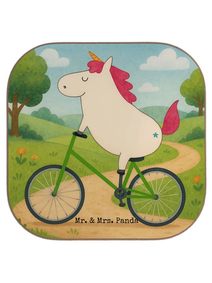 gläseruntersetzer Einhorn Radfahrer Design ohne... in Weiß