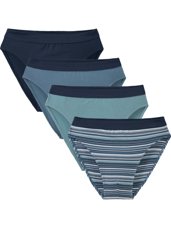 Baumwolle, Single-Jersey Slip 4er-Pack in jeansblau