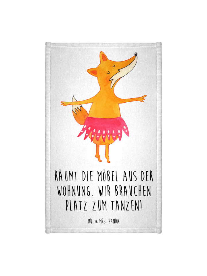 Handtuch Fuchs Ballerina mit Spruch in Weiß