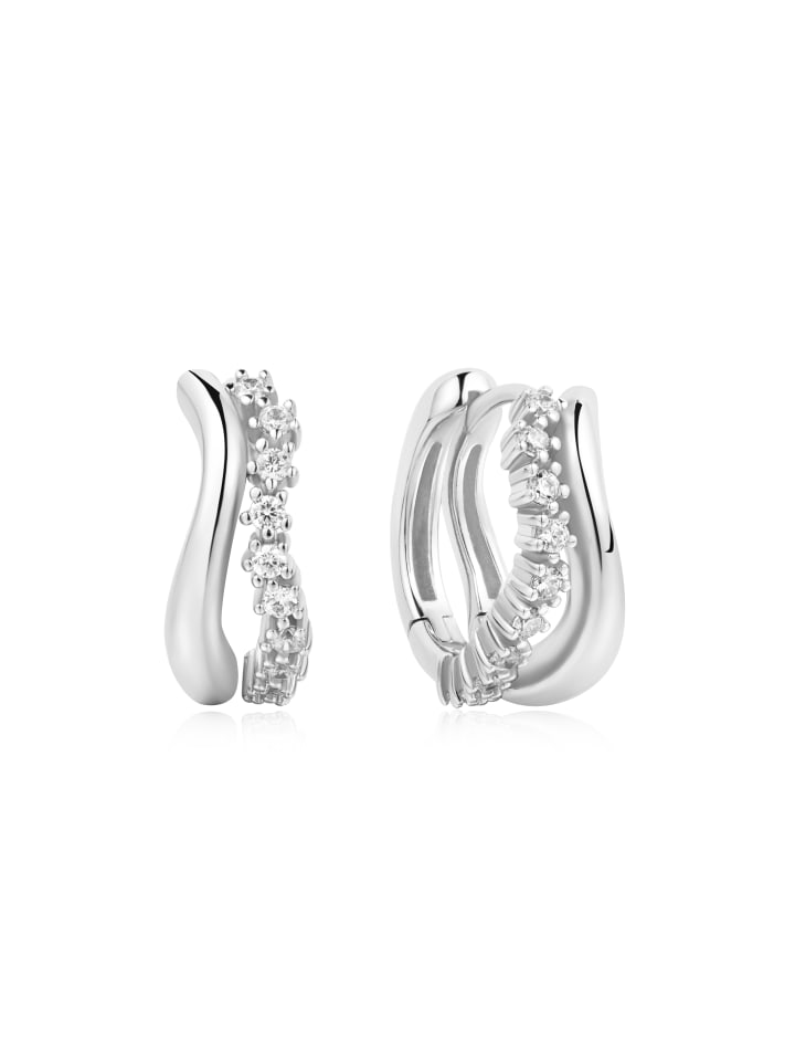 Ohrringe Sparkle Double Huggies in silber