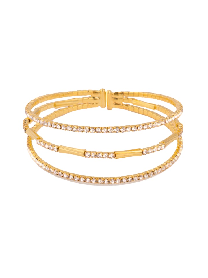 Armband mit glänzenden Zirkonia-Steinen und 18-karätigem Gelbgold-Finish – Amlok