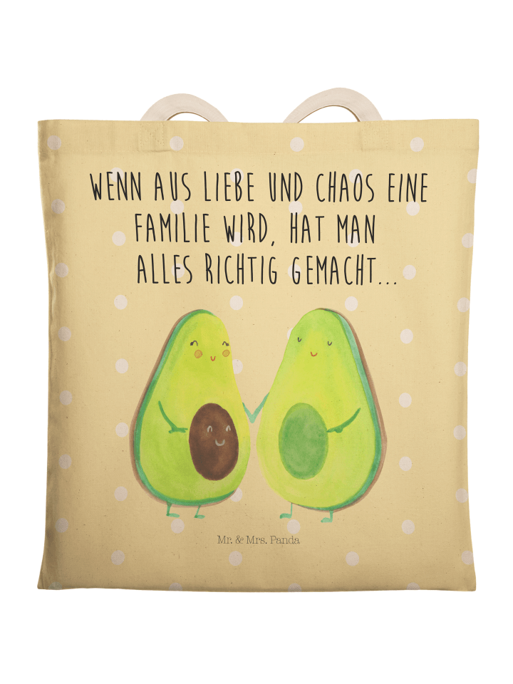Tote Bag Avocado Pärchen mit Spruch in Gelb Pastell