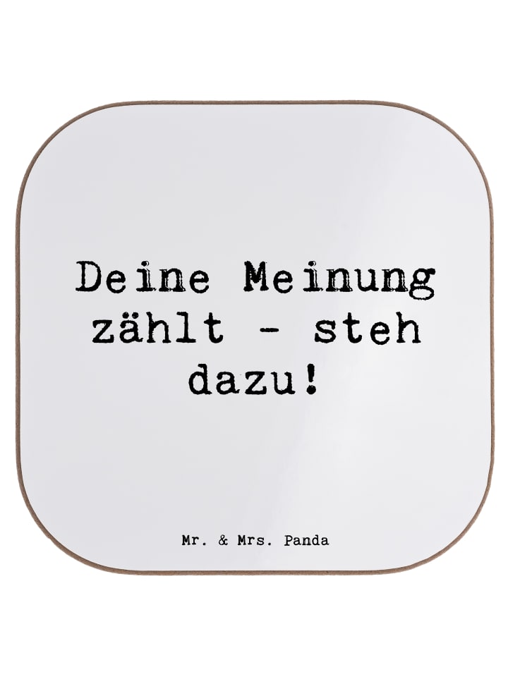 Untersetzer Spruch Mutig zu Meinungen mit Spruch in Weiß