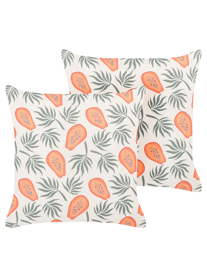 2er-Set Dekokissen AVENS in Bunt/Weiß/Orange