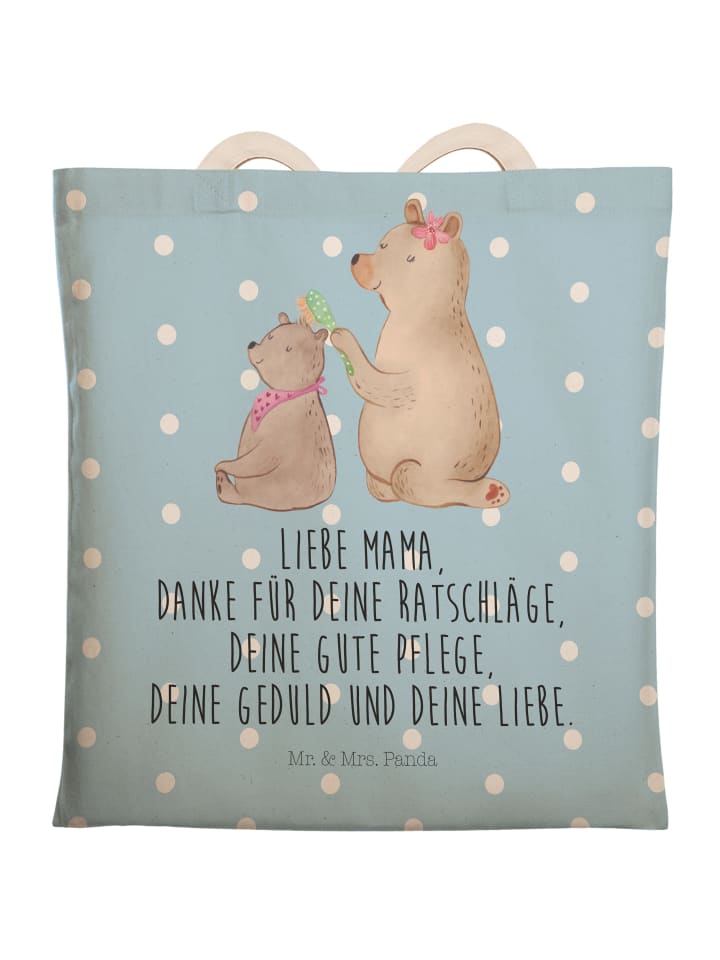 Stoffbeutel Bär Kind mit Spruch in Blau Pastell