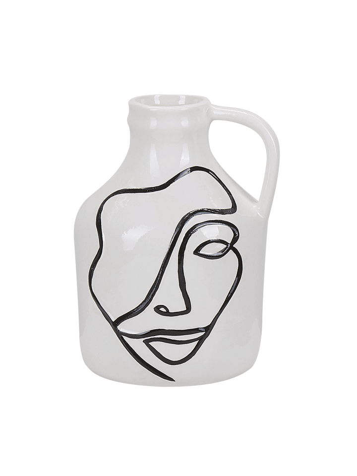 Blumenvase AGRINION in Weiß/Schwarz - (W) 15 x (H) 19 x (L) 15 cm