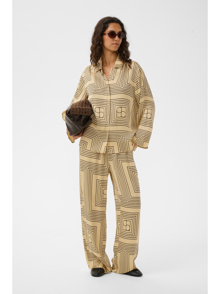 Langarm - Hemd SLEvilia Lockere Passform in Reed Yellow Monogram
