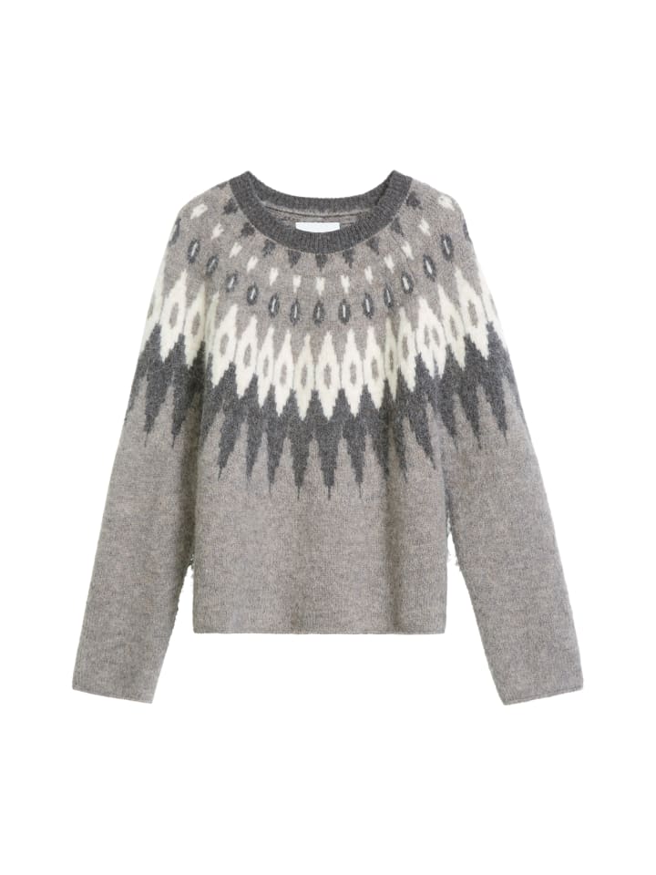 Jacquard-Pullover regular in Dark Brown