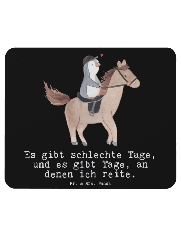 Mousepad Pferd Reiten mit Spruch in Schwarz