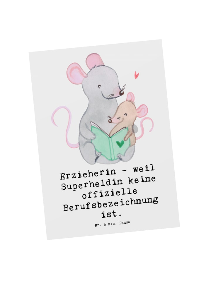 Grußkarte Erzieherin Superheldin mit Spruch in Weiß