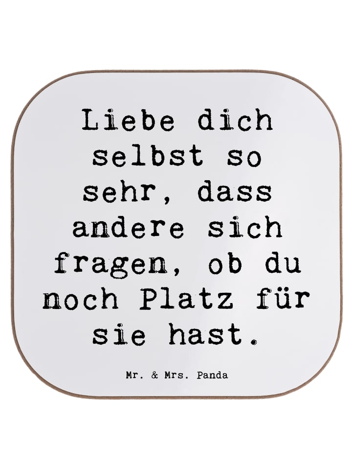 Coaster Spruch Selbstakzeptanz Liebe mit Spruch in Weiß