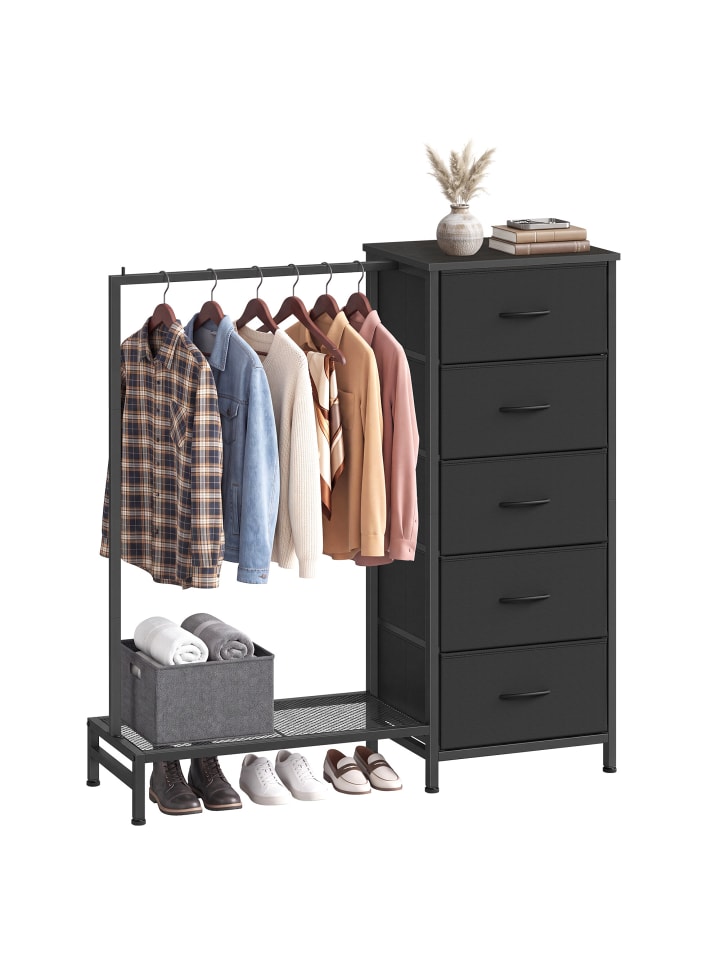 Garderobenständer Bellah in Schwarz - (B)30 x (H)117.7 x (T)96.2 cm