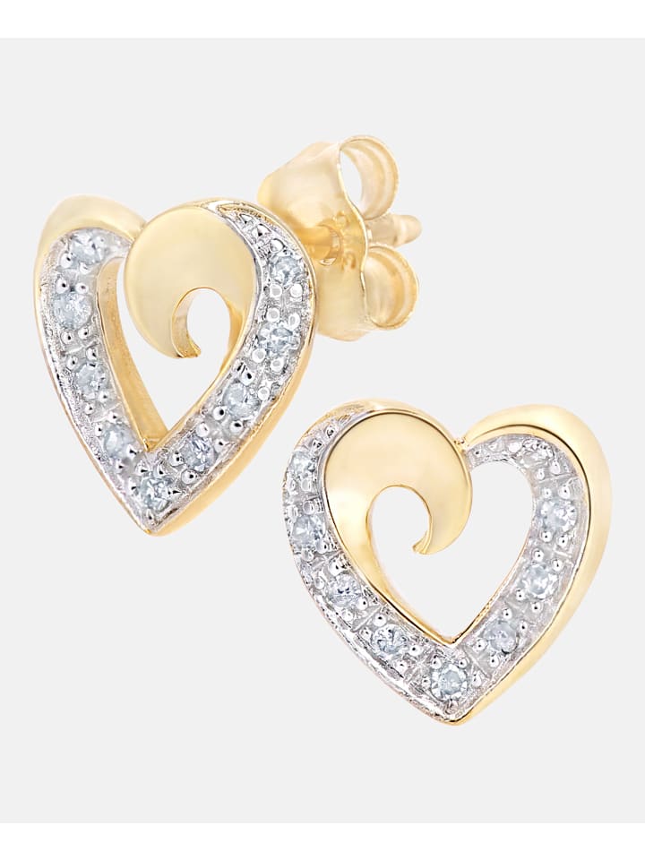 Ohrstecker aus 375 Gelbgold mit Diamant Herz-Design