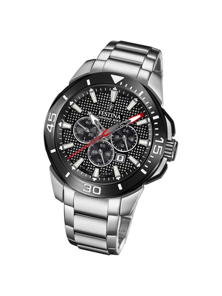 Chronograph-Armbanduhr Festina Chrono Bike silber extra groß (ca. 47mm)
