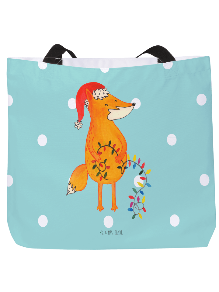 Shopper Fuchs Weihnachten ohne Spruch in Türkis Pastell