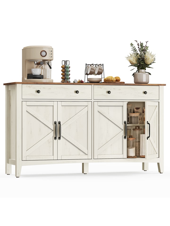 Sideboard Küchenschrank Liry in Weiß-Braun - (B)140 x (H)80 x (T)40 cm