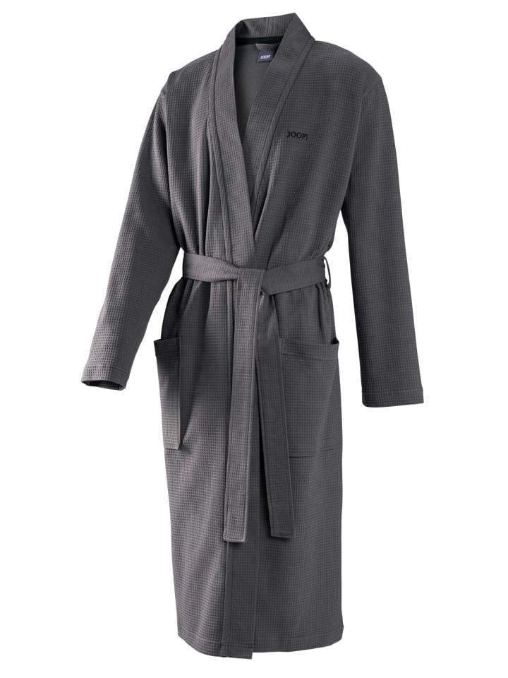 JOOP! BADEMANTEL UNI PIQUÉ Herren-Kimono 50/52, Anthrazit