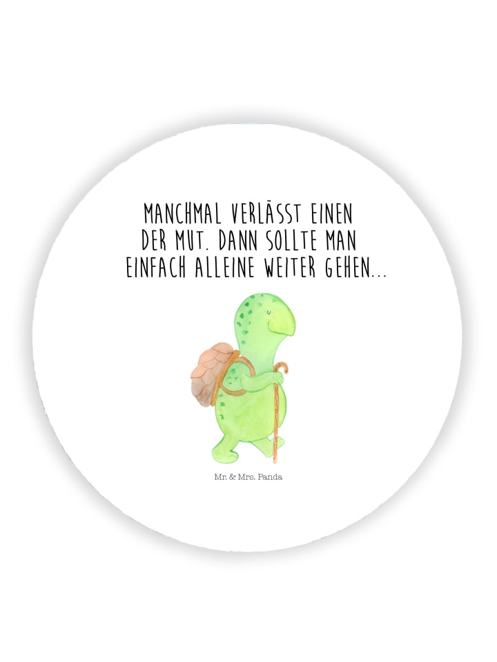 Kühlschrankmagnet Schildkröte Wanderer mit Spruch in Weiß