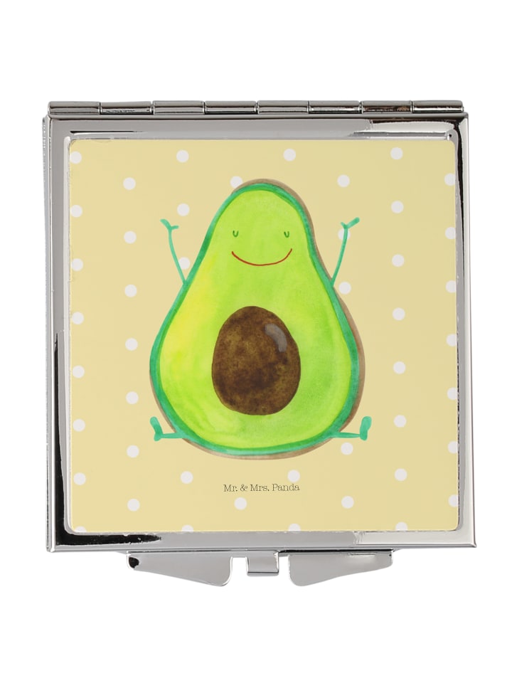Schminkspiegel Avocado Glücklich ohne Spruch in Gelb Pastell