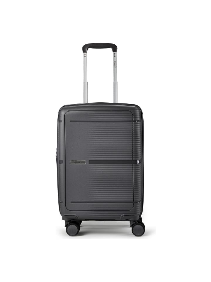 5899 4 Rollen Kabinentrolley S 55 cm mit Dehnfalte grau