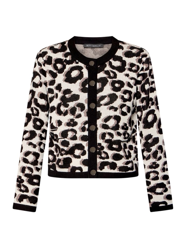 Strick-Cardigan mit Jacquard in Patch Black/Beige