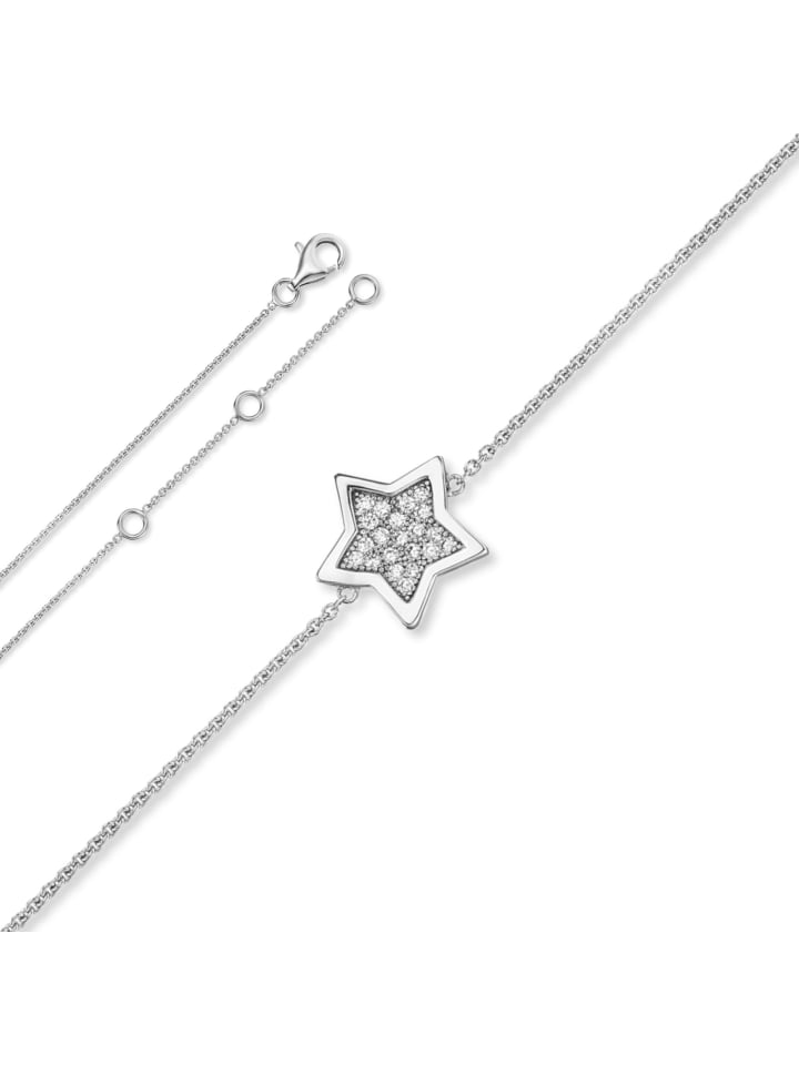 Zirkonia Stern Armband aus 925 Silber 18 cm Ø in silber