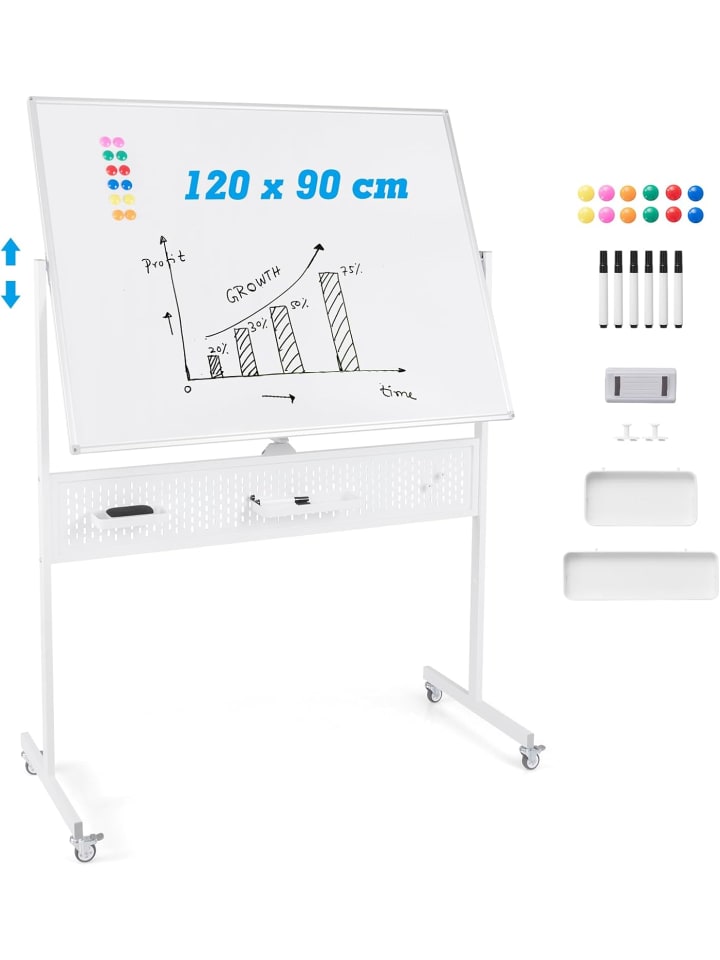 Doppelseitiges mobiles Whiteboard in Weiß