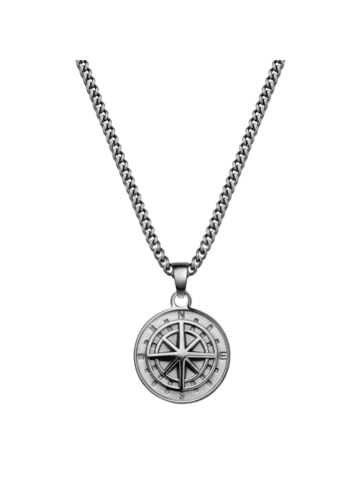 Kette Kompass aus Edelstahl in gunmetal