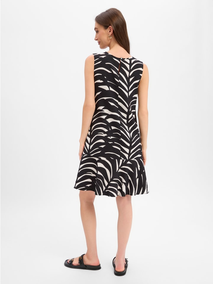 Kleid Wenola leaves in schwarz weiß - 0001