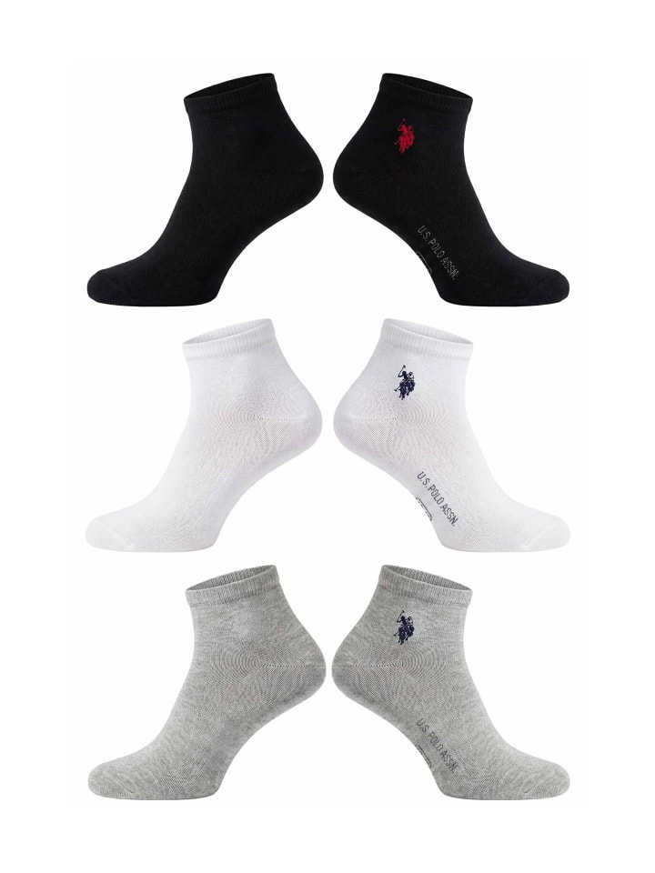 U.S. POLO ASSN. Herren Halbsocken Quarter-Socken 6-er Pack P054 in Grau Meliert