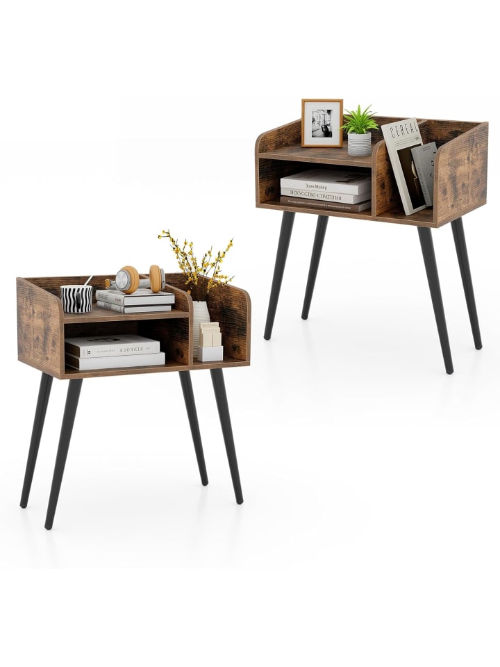 2er Set Nachttisch 50 x 32 x 58 cm in Braun