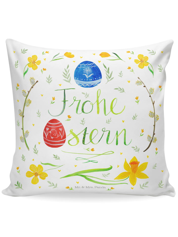 Sofa Kissen Ostern Frohe Ostern mit Spruch in Weiß
