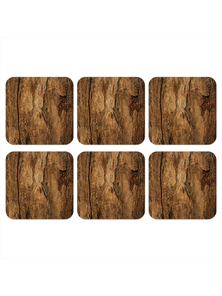 Glasuntersetzer 6er-Set Holz-Optik