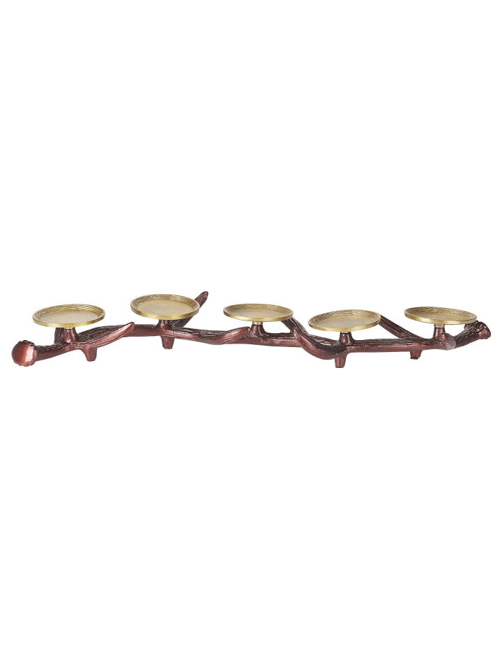 Kerzenständer CLEONAE in Braun/Gold - (W) 69 x (H) 7 x (L) 17 cm