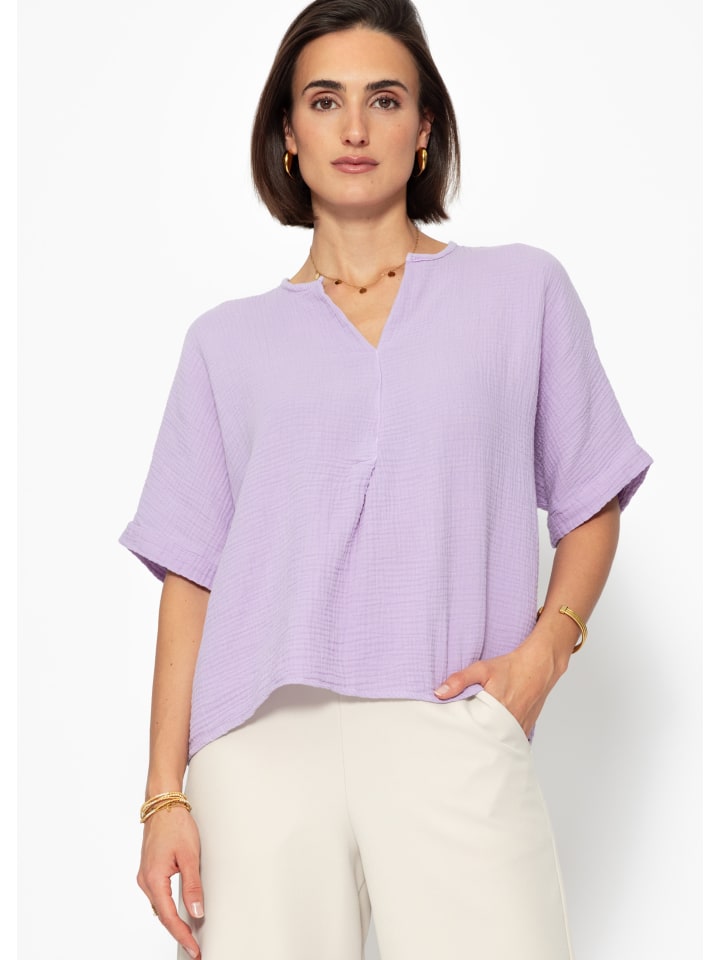 Oversize Musselin Shirt in Flieder