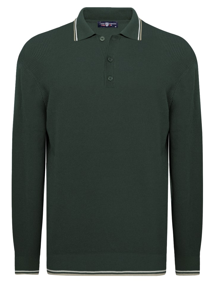 Pullover Mit Polokragen in Dunkelgrün