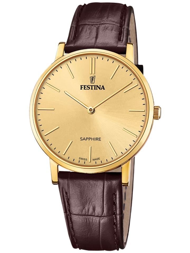 Herrenuhr Braun/Goldfarben mit Lederband