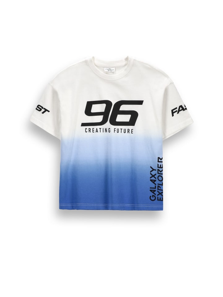 Baumwoll-T-Shirt mit kurzen Ärmeln in kobaltblau