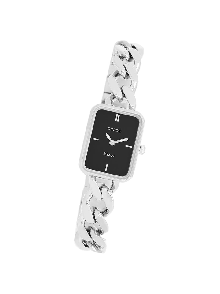 Analog-Armbanduhr Oozoo Vintage Series silber extra groß (ca. 20x26mm)