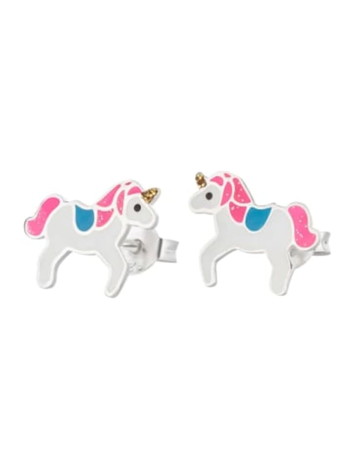 Ohrringe 925 Silber Einhorn in Bunt