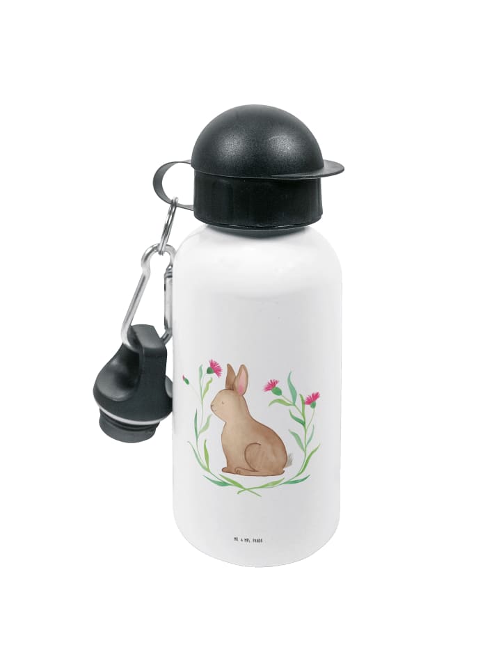 Wasserflasche Hase Sitzen ohne Spruch in Weiß