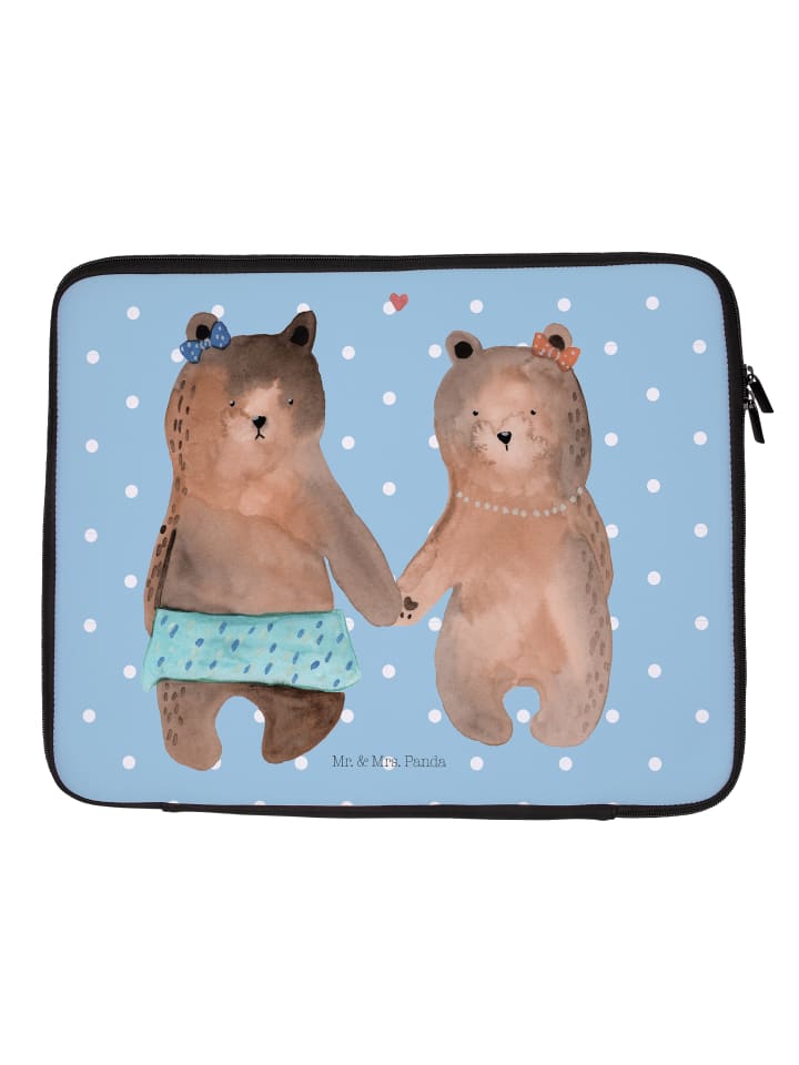 Laptoptasche Bär Freundin ohne Spruch in Blau Pastell