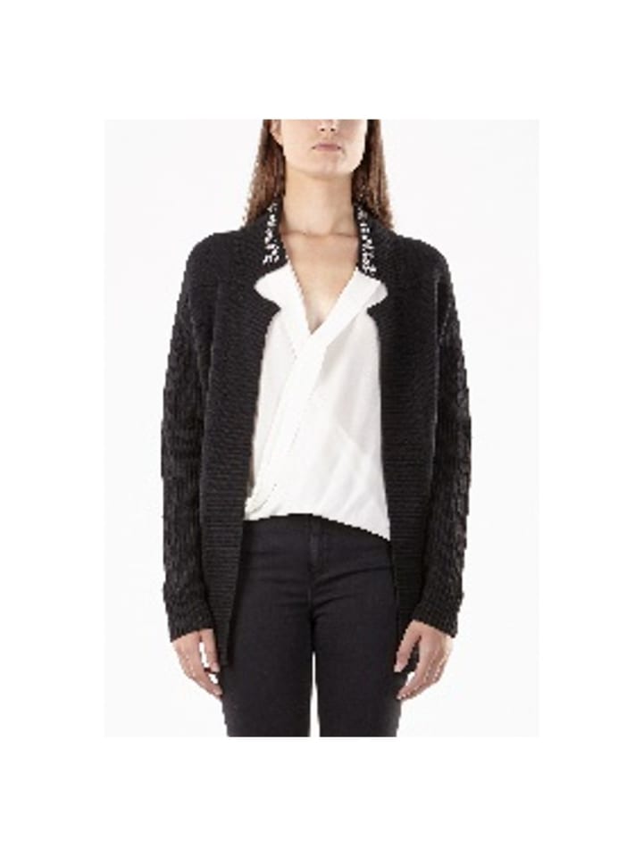 Schwarz Viskose Strickjacke