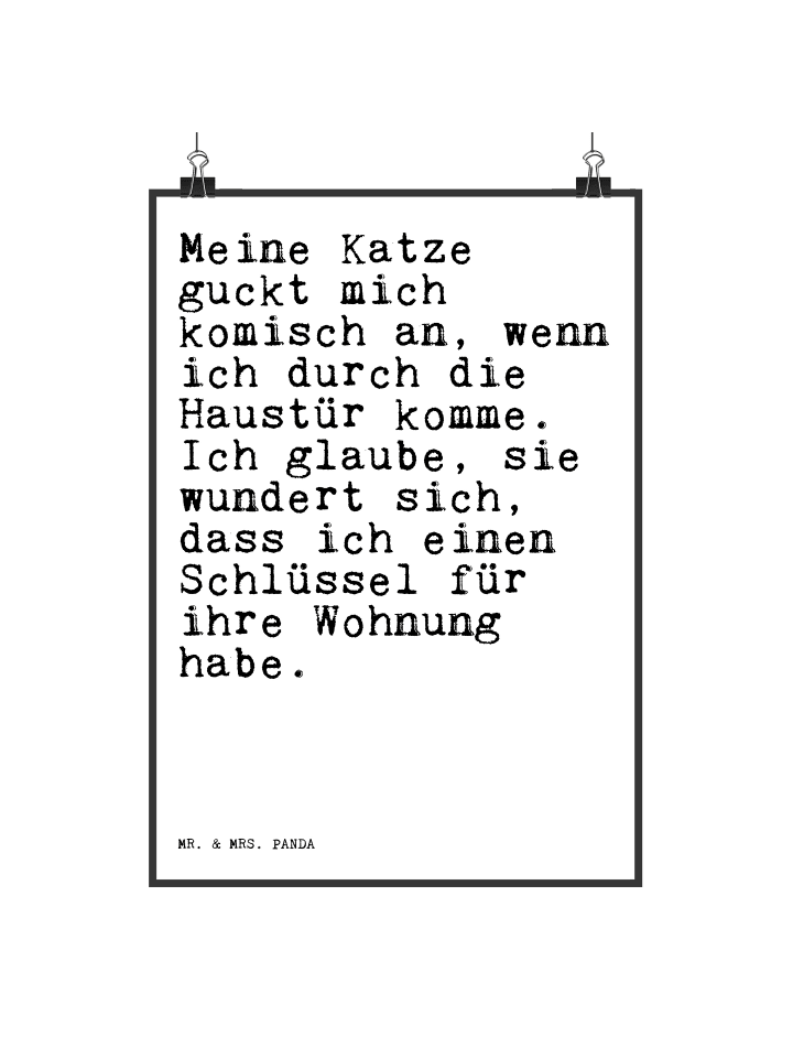 Wandbild Meine Katze guckt mich... mit Spruch in Weiß