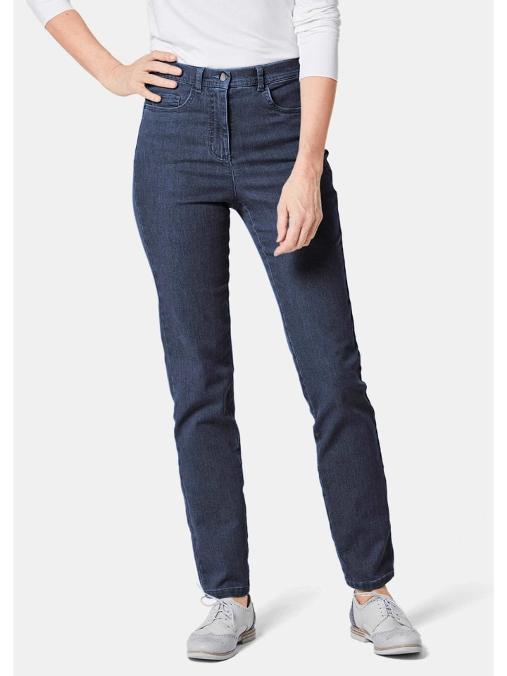 Kurzgröße: Damen Jeans Slim Fit LOUISA mit Stretch-Anteil in dunkelblau
